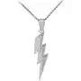 High Polish 925 Sterling Silver CZ-Studded Lightning Bolt Charm Pendant Necklace High Polish 925 Sterling Silver CZ-Studded Lightning Bolt Charm Pendant Necklace