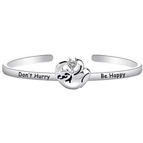 HOLLP Lazy Sloth Jewelry Gift for Sloth Lovers Dont Hurry Be Happy Bracelet for Women Girls Lazy Sloth Animal Gifts for Mom Aunt Friends