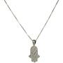 ''May The Lord Bless You And Guard You'' (Birkat Kohanim) Blessing Charm in Hebrew Text on 925 Sterling Silver Hamsa Hand & 19'' Box Chain Necklace - Gift for Protection for Men & Women