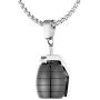 Fusamk Hip Hop Stainless Steel Grenade Pendant Charm Necklace with 24'' Box Chain