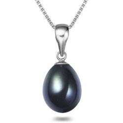 Drop-shape Black Freshwater Cultured Pearl Pendant Necklaces for Women 16-18 Inch AAA Silver Necklace Pendants - Orien Jewelry