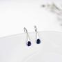 925 Sterling Silver Small Pear-Shaped Modern Style Hook Earrings with Crystals from Austria