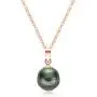 Tahitian Baroque Pearl Pendant Necklace 18K Gold 8-8.5mm South Sea Cultured Black Pearl Necklace with Sterling Silver Chain Gift for Women Wife Mom Girls - White Gold/Rose Gold/Yellow Gold