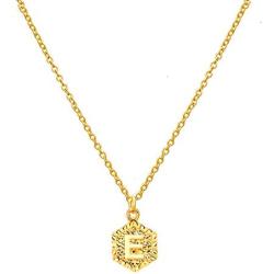 Gold Hexagon Initial Necklace for Girl,Letter A-Z Personlized Name Jewelry Engraved Alphabet Necklace for Teen Girls