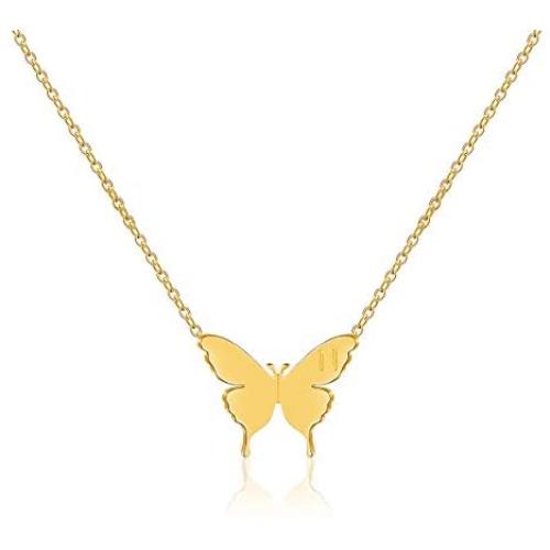 Joycuff 18K Gold Dainty Butterfly Necklaces for Women Tiny Pendant Cute Stainless Steel Jewelry Delicate Personalized Initial Charm Minimalist Necklace