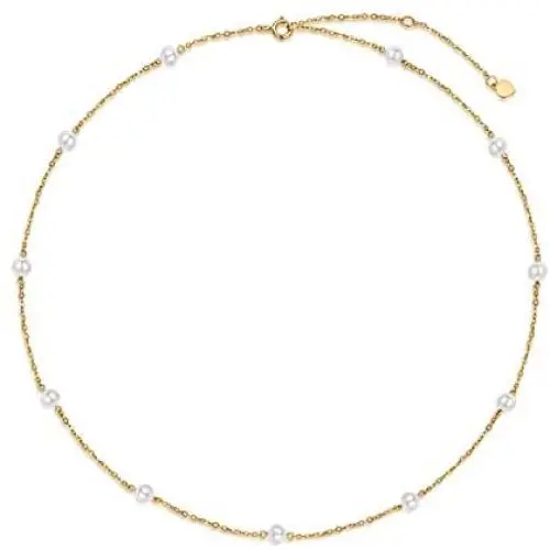 SISGEM Solid 14K Gold Pearl Necklace for Women Girls Freshwater Cultured Pearl Choker Necklace Station Tin Cup Pearl Necklace Dainty Jewelry for Her Anniversary, 16-18 SISGEM Solid 14K Gold Pearl Necklace for Women Girls Freshwater Cultured Pearl Choker Necklace Station Tin Cup Pearl Necklace Dainty Jewelry for Her Anniversary, 16-18