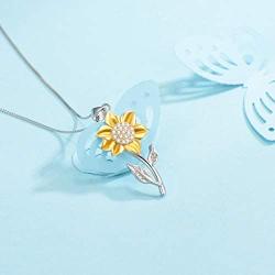 Annie & Kevin 925 Sterling Silver Sunflower Anklets/Bracelets/Necklaces/Earrings/Jewelry Set/Yellow Gold Plated CZ Flower with Jewelry Gift Box for Women