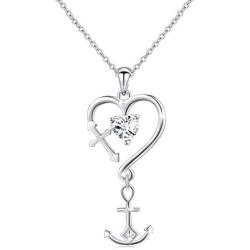 S925 Sterling Silver Faith Hope Love Heart Cross Anchor Vintage Pendant Necklace Ring Jewelry Set