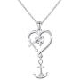 S925 Sterling Silver Faith Hope Love Heart Cross Anchor Vintage Pendant Necklace Ring Jewelry Set