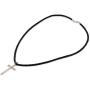 NOVICA Sterling Silver Mens Cross Pendant Necklace with 20'' Braided Leather Cord, Holy Sacrifice