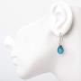 925 Sterling Silver Hand Blown Venetian Murano Glass Blue Silver Water Drop Shaped Dangle Earrings