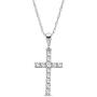 10K White Gold Diamond Cross Pendant with Sterling Silver Chain Necklace (1/4 cttw, I-J Color, I2-I3 Clarity), 18''