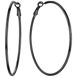 U7 Big Hoop Earrings 925 Sterling Silver Post, Hypoallergenic Stainless Steel Black Gold Color Huge Statement Earrings Hoops for Women Girls, 60 70 100mm Large Earrings