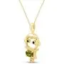 Simulated Gemstone Cute Monkey Animal Cartoon Pendant Necklace in 14K Yellow Gold Over Sterling Silver