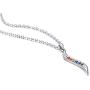 PJ Stainless Steel Rhinestone Rainbow Gay Lesbian Pride Wave Shape Pendant Necklace with 20'' Chain