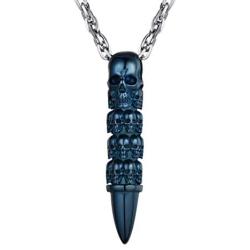 Skull Bullet Necklace/Skull Feather Necklace/Skull Necklace, Stainless Steel Gothic Punk Statement Jewelry for Men/Women, Come Gift Box