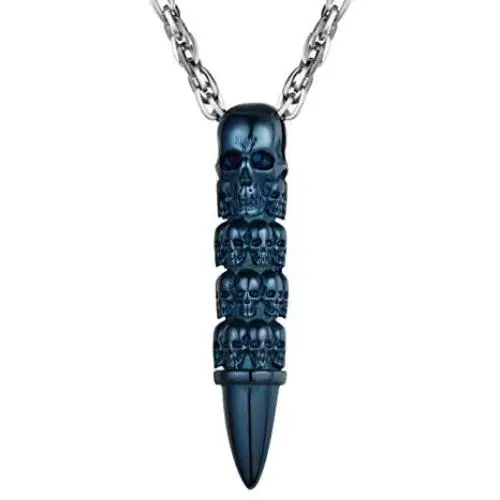 Skull Bullet Necklace/Skull Feather Necklace/Skull Necklace, Stainless Steel Gothic Punk Statement Jewelry for Men/Women, Come Gift Box Skull Bullet Necklace/Skull Feather Necklace/Skull Necklace, Stainless Steel Gothic Punk Statement Jewelry for Men/Women, Come Gift Box