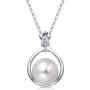 Molah Sterling Silver 10.5-11mm Genuine Cultured Freshwater Pearl Cubic Zirconia Pendant Necklace 16''+2'' Extension