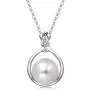 Molah Sterling Silver 10.5-11mm Genuine Cultured Freshwater Pearl Cubic Zirconia Pendant Necklace 16''+2'' Extension