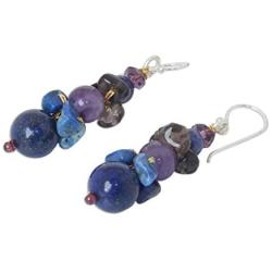 NOVICA Multi-Gemstone Lapis Lazuli and Amethyst Beaded Dangle Earrings, Thai Harmony