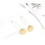 Shiny Hammering Circle Disc Small Dangle Drop Hanging Earrings Long Hoops Geometric Brushed Gold Round Filled Everyday Jewelry for Women and girl