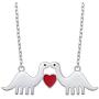 925 Sterling Silver Animal Love Red Heart Dinosaur Pendant Necklace for Women Girlfriend Wife Birthday Gift, 18 Inch + 2 Inch