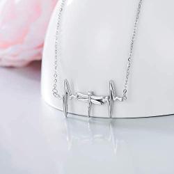 ROMANTIC WORK Heartbeat EKG Necklace for Women Sterling Silver Life Line Dragonfly Cardiogram Pendant Necklace Nurse Jewelry Gift for Girls Lover Wife