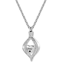 TCHYUN Mom Sister Brother Dad Grandma Grandpa Heart Love Birthstone Keepsake Memorial Cremation Urn Necklace for Ashes