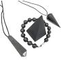 Karelian Heritage Authentic Shungite Stone Pendant and Black Crystal Pyramid Protection Set