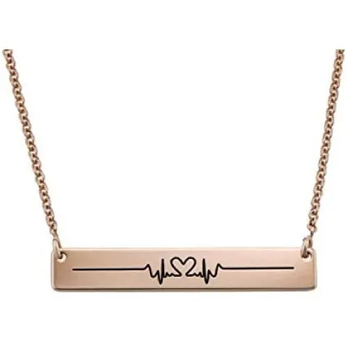 MyNameNecklace Personalized Bar with Heart Beat Cardiogram Engraved Necklace - Custom Name Jewelry Valentines Day Love Gift for Her MyNameNecklace Personalized Bar with Heart Beat Cardiogram Engraved Necklace - Custom Name Jewelry Valentines Day Love Gift for Her