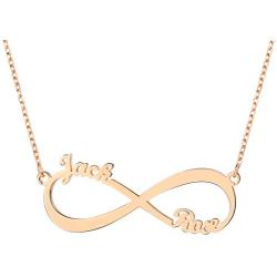 U7 Personalized Name Necklace for Mother or Couple 18K Gold Plated Script Nameplate Jewelry Custom Any Name/Birth Year Pendant Choker for for Women Teen Girls, Length 16 Inch