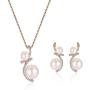 Beauty U Rose Gold Pearl Jewelry Set Women Wedding Earrings and Pendant Necklace Bridal Bridesmaids Jewelry Set Valentines Gift