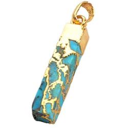 ZENGORI 1 Pcs Gold Plated Copper Natural Turquoise Multi-Kind Shape Pendant for Unisex