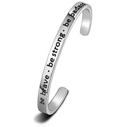 WUSUANED Inspirational Gift Be Brave Be Strong Be Badass Motivation Cuff Bracelet Strength Jewelry Encouragement Graduation Gift for Her