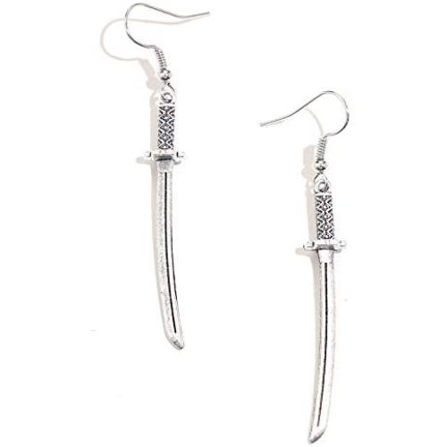 coadipress Vintage Katana Knife Dangle Drop Earrings for Women Girls Personalized Creative Funny Punk Cool Silver Retro Statement Earrings