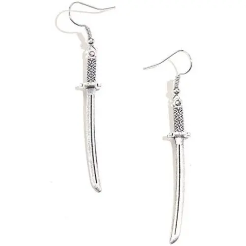 coadipress Vintage Katana Knife Dangle Drop Earrings for Women Girls Personalized Creative Funny Punk Cool Silver Retro Statement Earrings
