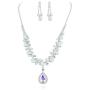 SP Sophia Collection Womens Elegant Bridal Teardrop Necklace and Half Halo Stud Post Dangle Earring Jewelry Set