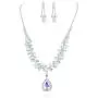 SP Sophia Collection Womens Elegant Bridal Teardrop Necklace and Half Halo Stud Post Dangle Earring Jewelry Set SP Sophia Collection Womens Elegant Bridal Teardrop Necklace and Half Halo Stud Post Dangle Earring Jewelry Set
