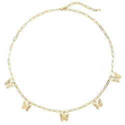 Sloong 14k Gold Plated Butterfly Necklace Paperclip Link Chain Butterfly Choker Jewelry Pendant Thin Short for Women Bestfriend with Gift Card