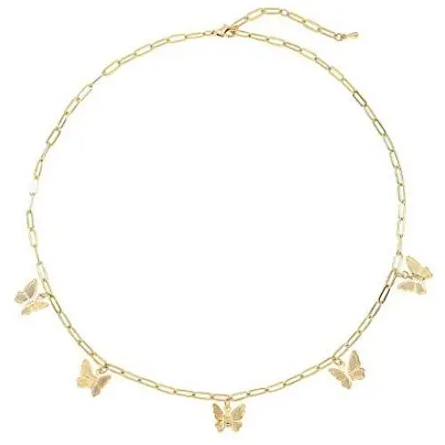 Sloong 14k Gold Plated Butterfly Necklace Paperclip Link Chain Butterfly Choker Jewelry Pendant Thin Short for Women Bestfriend with Gift Card