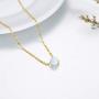 14K Solid Gold Necklace for Women, Yellow Gold Simulated Opal Choker Pendant Necklaces Fine Jewelry Gifts for Mom, Wife, Girls, 16+2 inch
