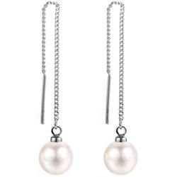 Women Imitation Pearl Drop Earrings Long Threader Dangle Earrings Ear Line Eardrop Piercing Jewelry Hypoallergenic