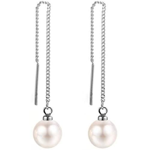 Women Imitation Pearl Drop Earrings Long Threader Dangle Earrings Ear Line Eardrop Piercing Jewelry Hypoallergenic