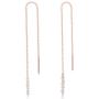 18K Gold Vermeil Tiny Grey Moonstone Beads Long Threader Earrings June Birthstone Gift