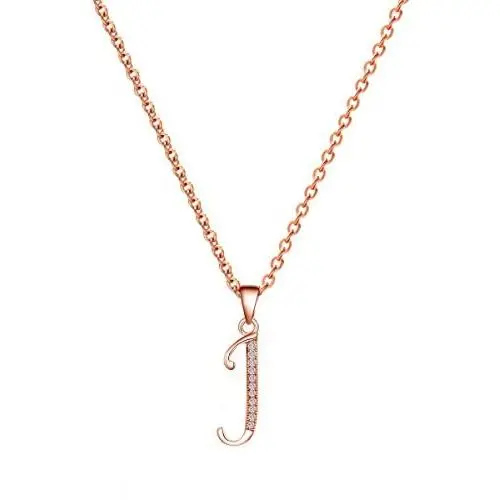 Paialco Jewelry 14K Rose Gold Plating Sterling Silver Initial Alphabet Pendant Necklace 18'' Paialco Jewelry 14K Rose Gold Plating Sterling Silver Initial Alphabet Pendant Necklace 18''