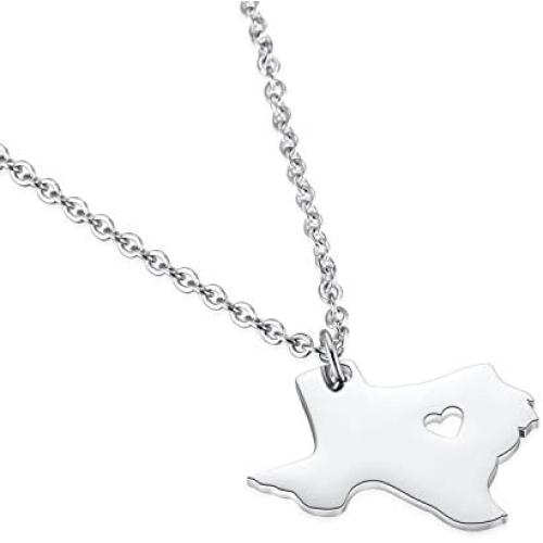 Hazado Texas State Map Necklace Pendant Brass Texas Moving Gifts TX Shape Jewelry for Women Teens Chain