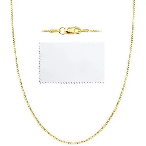 ASHINE 0.8mm Italian Box Chain Necklace 925 Sterling Silver 16'' - 30'' with Silver Polishing Cloth ASHINE 0.8mm Italian Box Chain Necklace 925 Sterling Silver 16'' - 30'' with Silver Polishing Cloth