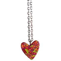Tingle Red Opal Heart Necklace Pendant Sterling Silver Fine Jewelry For Women Fire Opal Pendant Necklace 925 Sterling Silver Heart Pendant Necklace For Girls
