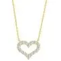 Carleen Yellow Gold Plated 925 Sterling Silver CZ Cubic Zirconia Open Heart Necklace Stud Earrings Jewelry Set For Women Girls
