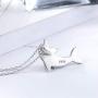 S925 Silver Blue White Gradient Crystal Dolphin Charm Pendant Necklace Gorgeous Jewelry Gifts for Women Girl, 18” Chain